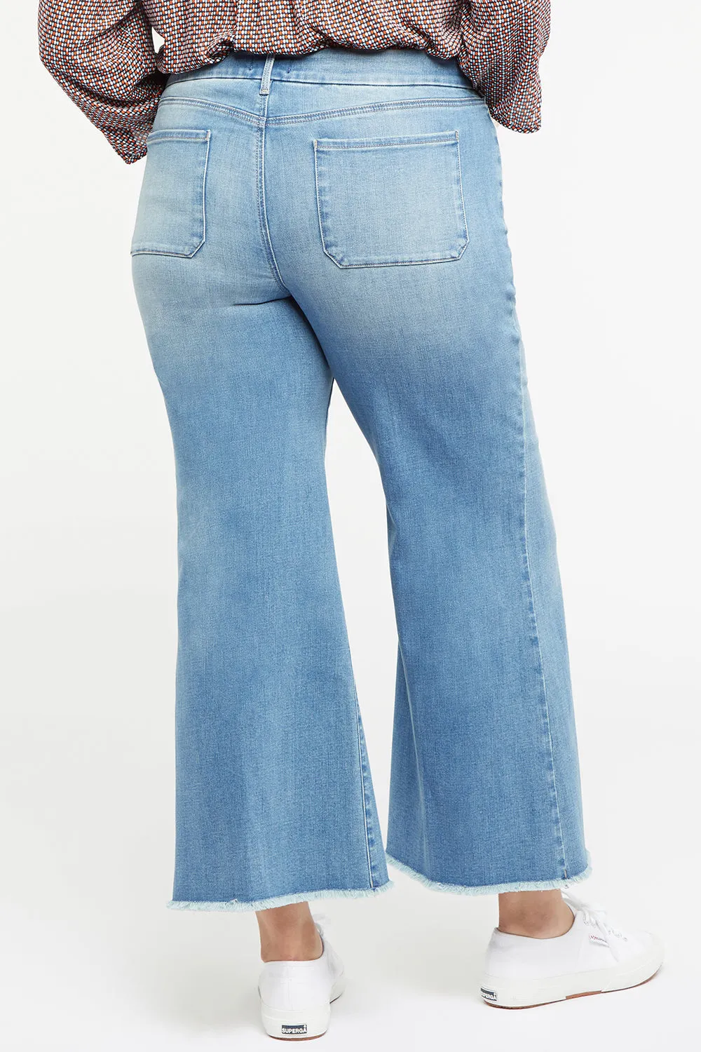 Patchie Wide Leg Ankle Jeans In Plus Size - Clean Brookes