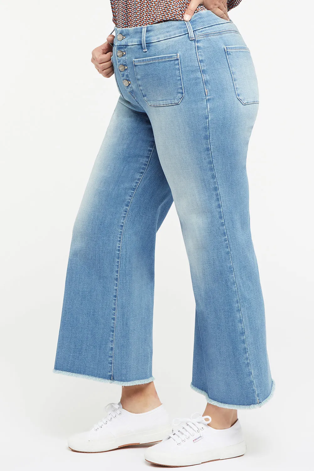 Patchie Wide Leg Ankle Jeans In Plus Size - Clean Brookes