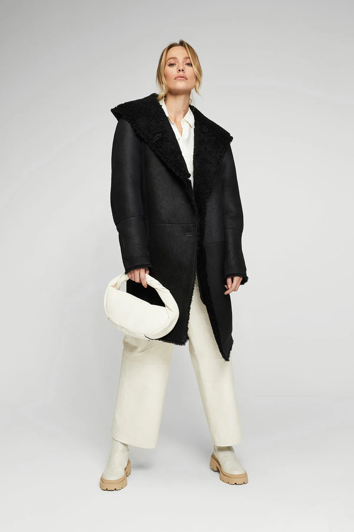 Serenity - Black Shearling Coat