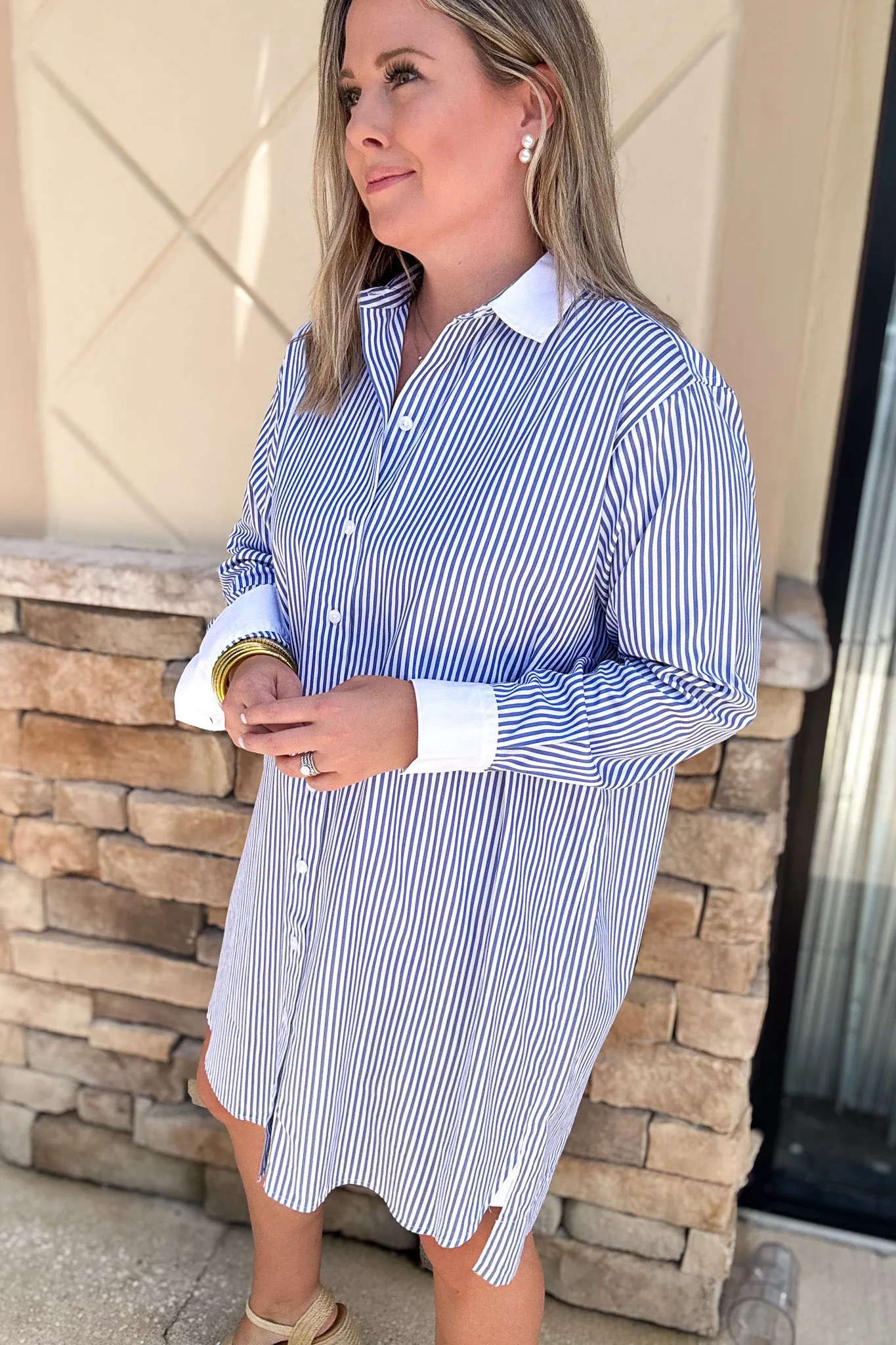 Spanx: Poplin Shirt Dress - White/ Postal