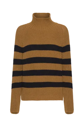 Sweety High Neck Striped - Bronze Brown/Black Stripe