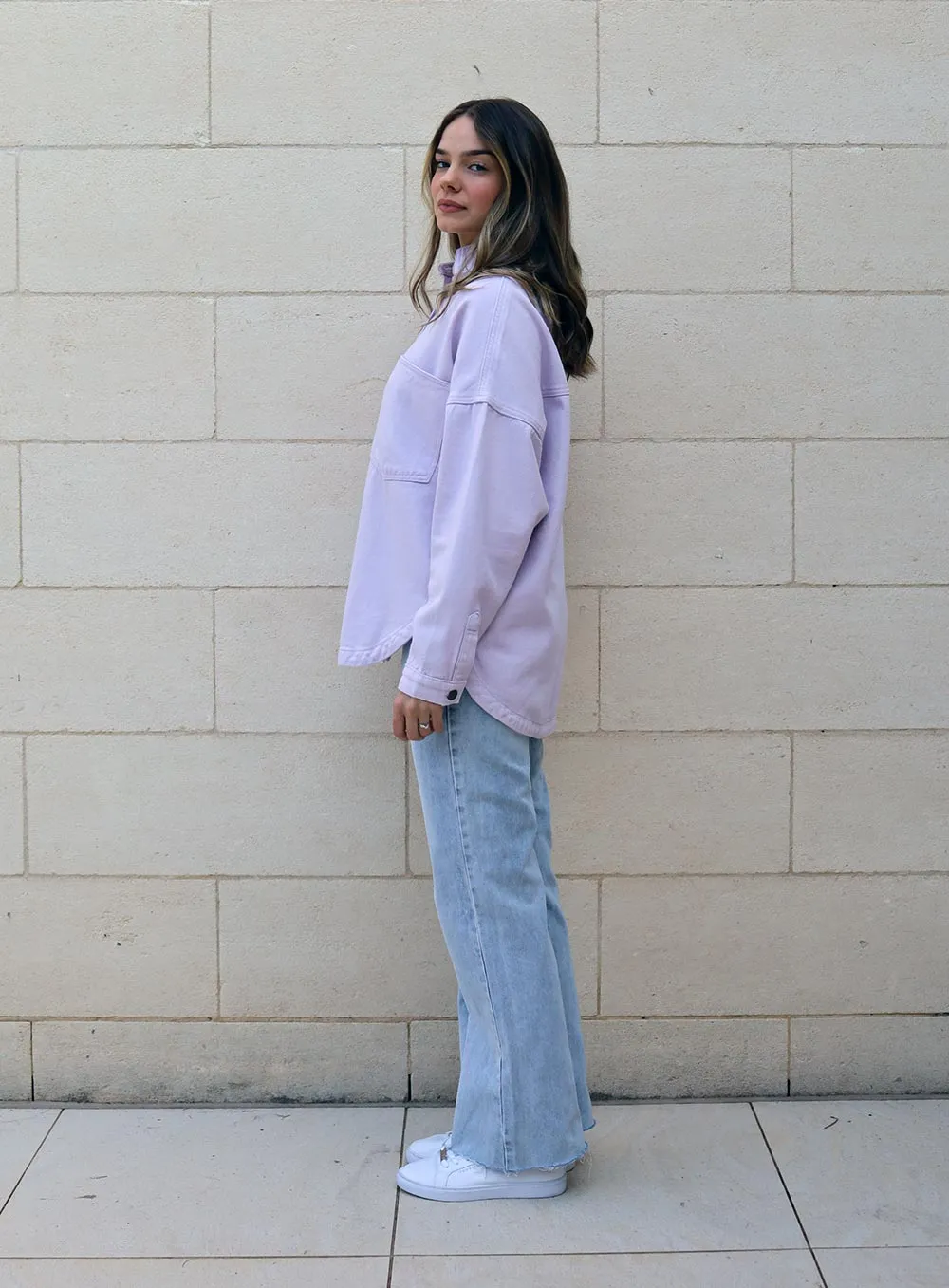 Wake Up Denim Jacket-LILAC