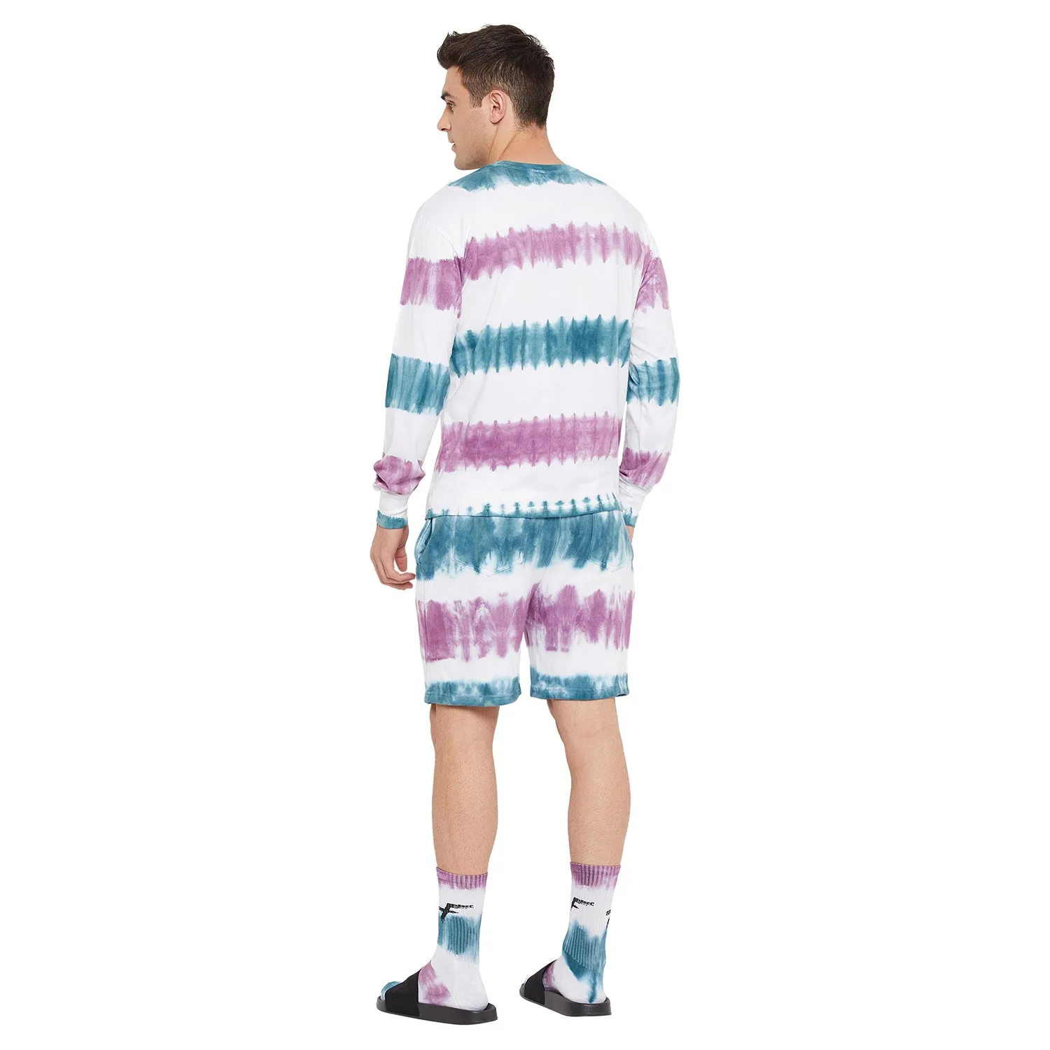 White Striped Ombre Oversized Clothing Set With Matching Socks